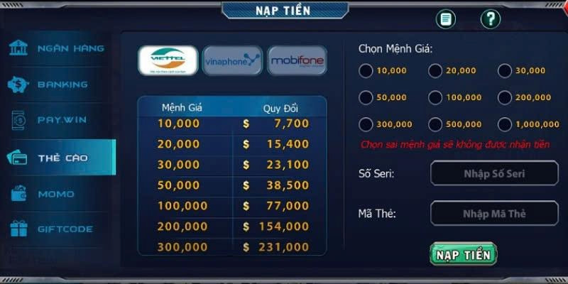 Nạp Tiền Qua Ngân Hàng Nội Địa
